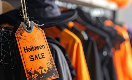 Halloween costumes on a rack